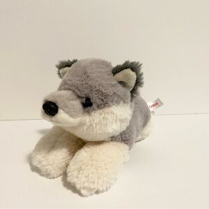 Aurora Wolf Plush Floppy Stuffed Animal Timber Beanie Toy White Gray Puppy Dog